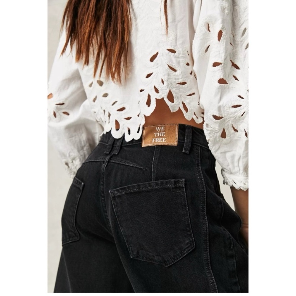 Free People Black Wide Leg Jeans - Picture 3 of 9